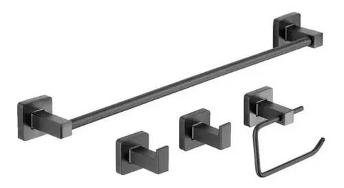 Kit Accesorios 4 Piezas Cube Negro 73028Ne Piazza